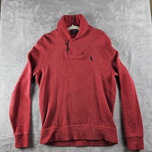 Ralph Lauren French Rib Shawl Collar Pullover Cardigan Red Mens Size Small